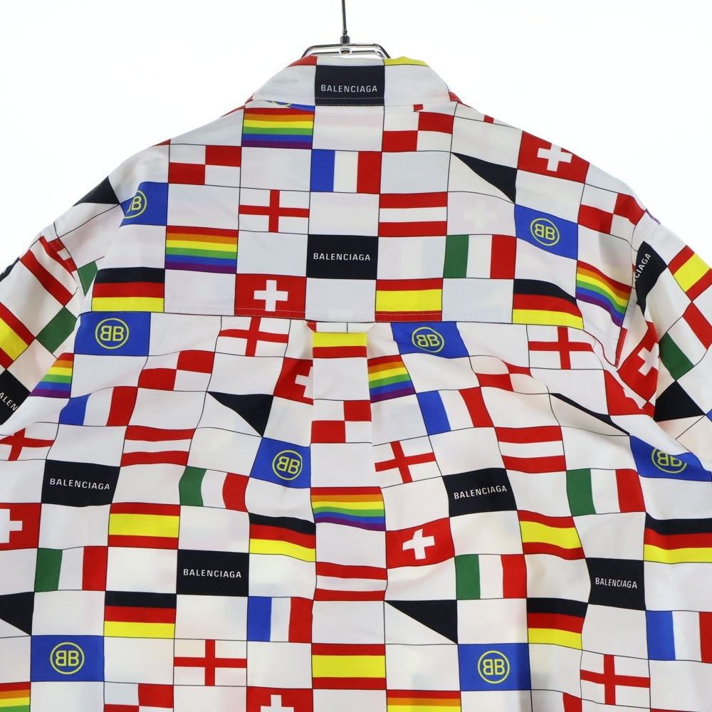 BALENCIAGA(バレンシアガ) 18SS Oversized Flag Shirt 総柄 国旗プリント 半袖シャツ マルチ