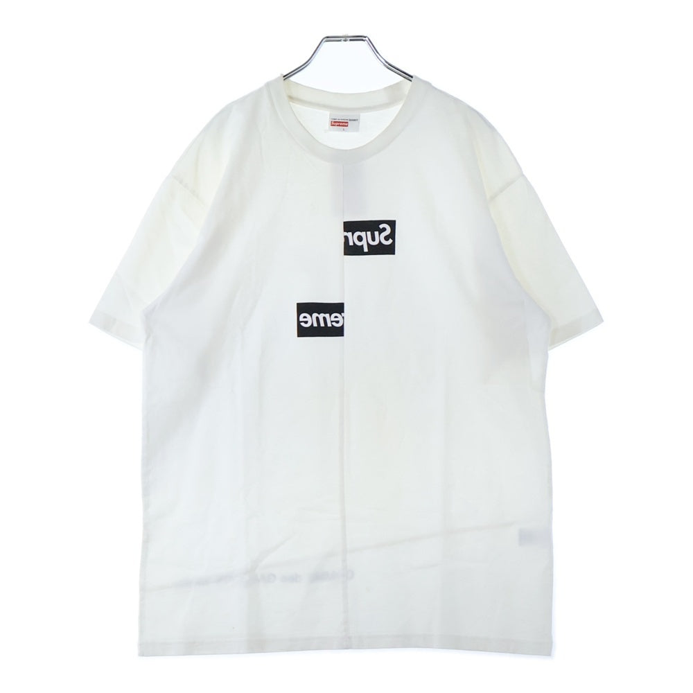 SUPREME(シュプリーム) 18AW ×Comme des Garcons SHIRT Split Box Logo Tee コムデギャルソンシャツ スプリットボックスロゴ 半袖Tシャツ ホワイト