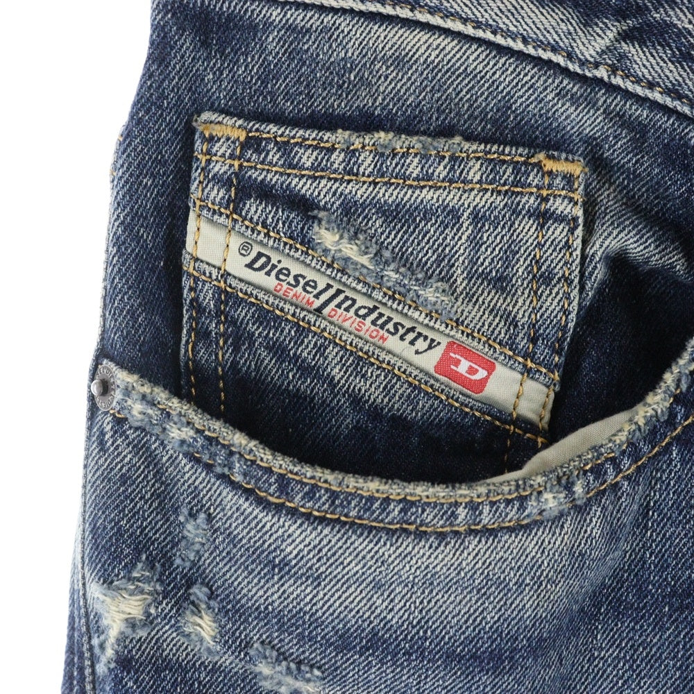 DIESEL(ディーゼル) D-Rise ダメージ加工 ワイドストレート デニムパンツ ボトムス ジーンズ インディゴ A06371