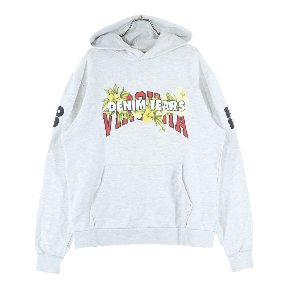 DENIM TEARS(デニムティアーズ) Virginia Sweat Hoodie フロントロゴプリント プルオーバースウェットパーカー フーディ グレー
