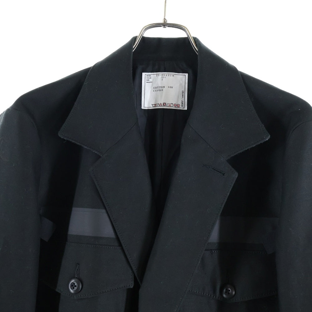 Sacai(サカイ) ×WTAPS Cotton Back Satin Jacket ダブルタップス コットン バック サテン ジャケット ブラック 25-03693M