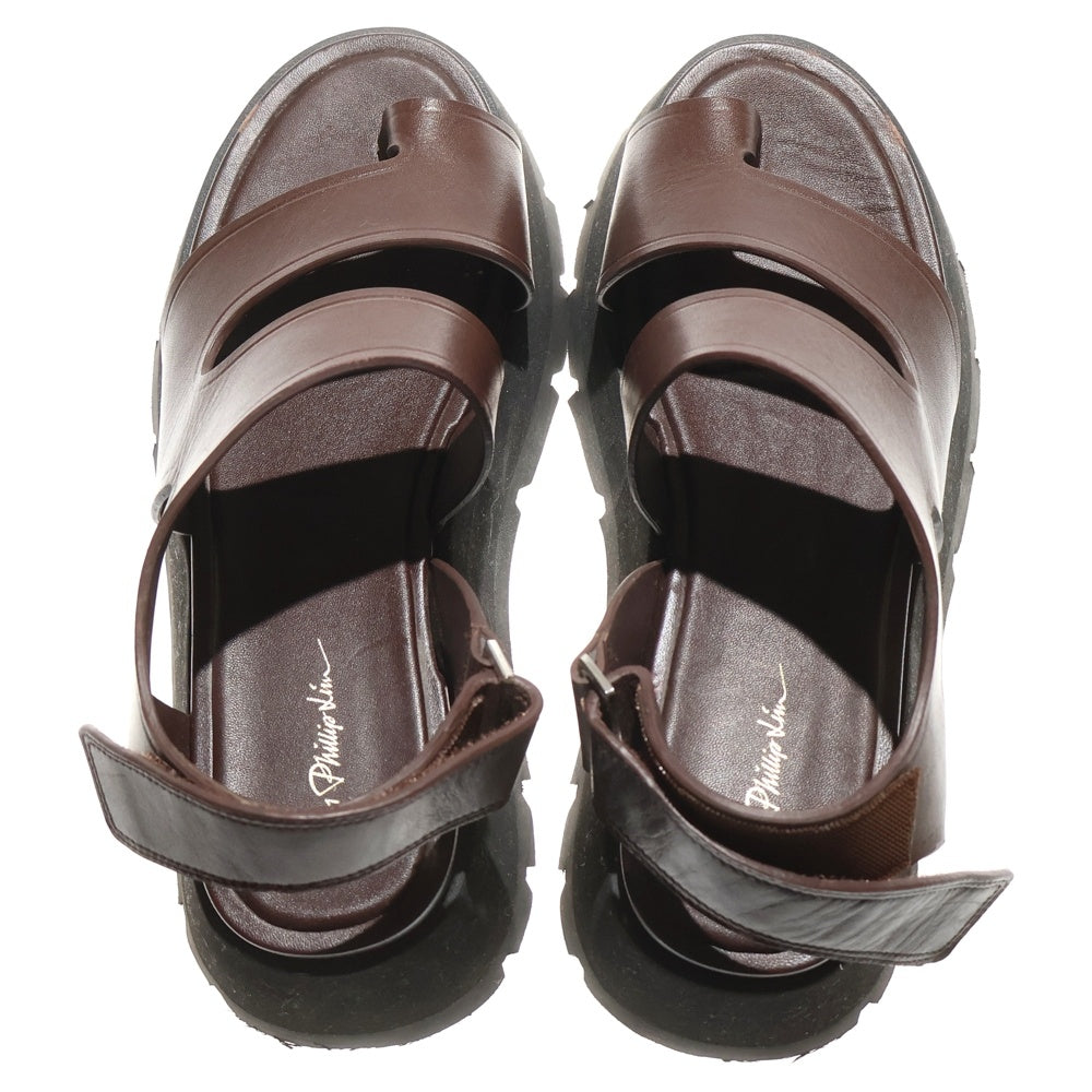 3.1 Phillip Lim(スリーワンフィリップリム) 23SS KATE LUG SOLE DAD SANDAL 厚底レザーサンダル ブラウン レディース SS23-T857SEN