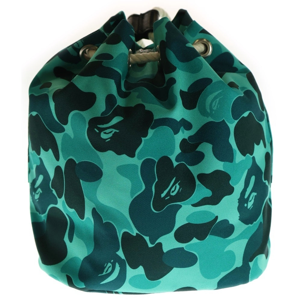 SAINT MICHAEL(セントマイケル) 24SS ×A BATHING APE AP ROPE SNAP BAG アベイシングエイプ カモフラージュ 迷彩巾着バッグ ブルー SM-YS8-0000-C36