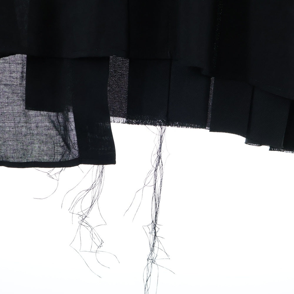 Yohji Yamamoto POUR HOMME(ヨウジヤマモト プールオム) プリーツ布付き 長袖ロングシャツ ブラック HS-B55-216