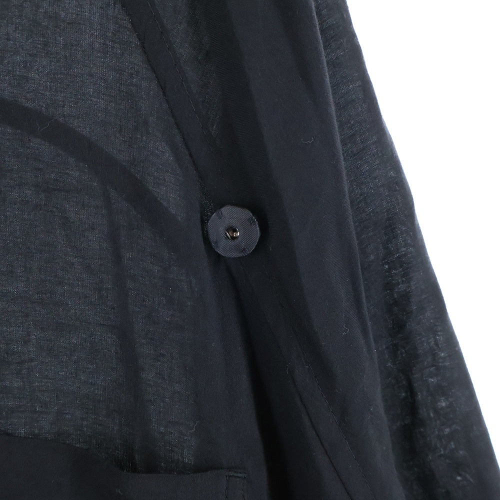 Yohji Yamamoto POUR HOMME(ヨウジヤマモト プールオム) プリーツ布付き 長袖ロングシャツ ブラック HS-B55-216