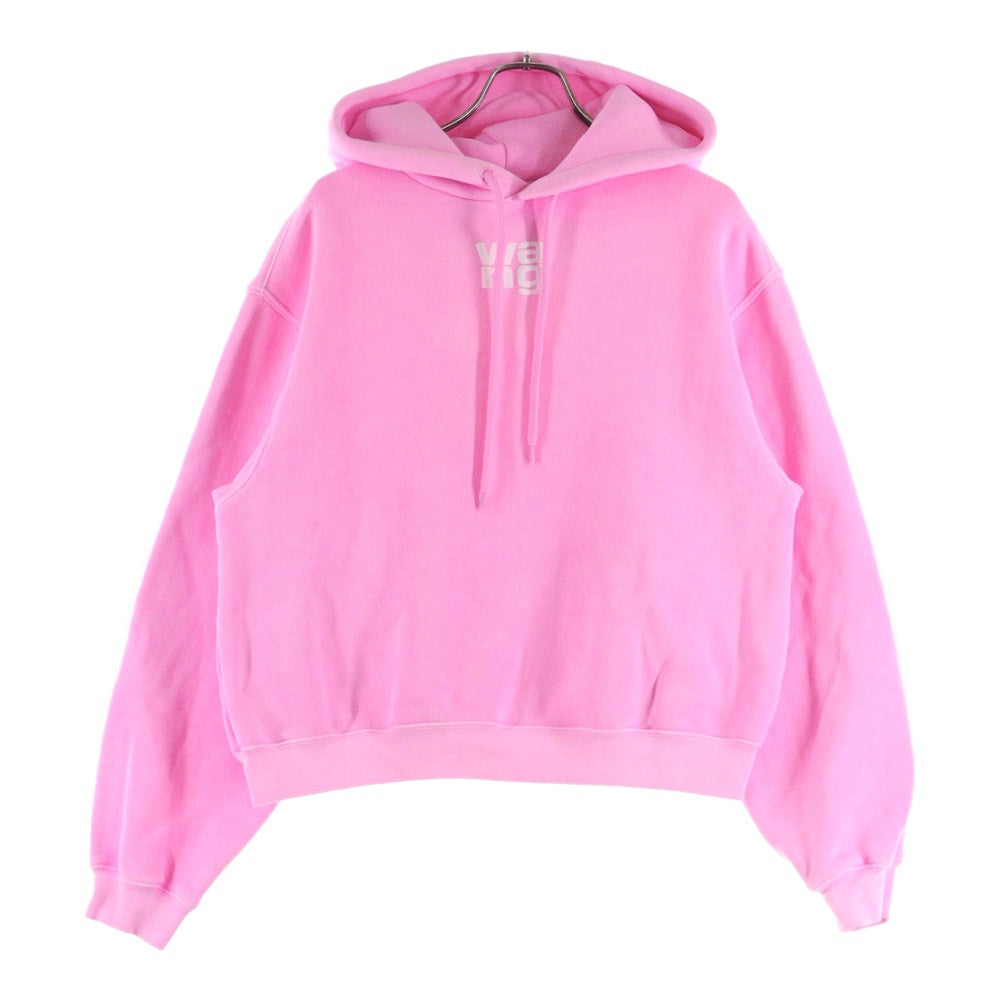 ALEXANDER WANG(アレキサンダーワン) Structured Terry Puff Logo Hoodie プルオーバースウェットパーカー フーディー ピンク 4CC3222069