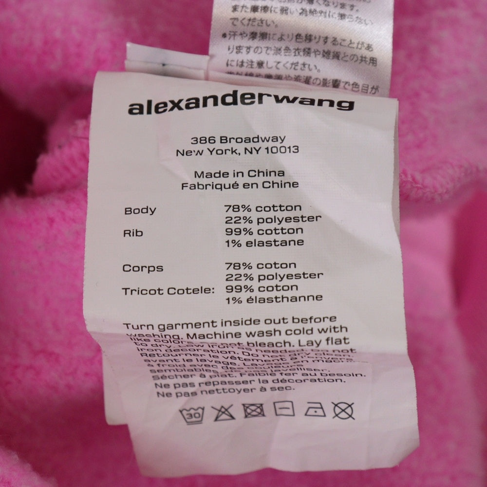 ALEXANDER WANG(アレキサンダーワン) Structured Terry Puff Logo Hoodie プルオーバースウェットパーカー フーディー ピンク 4CC3222069