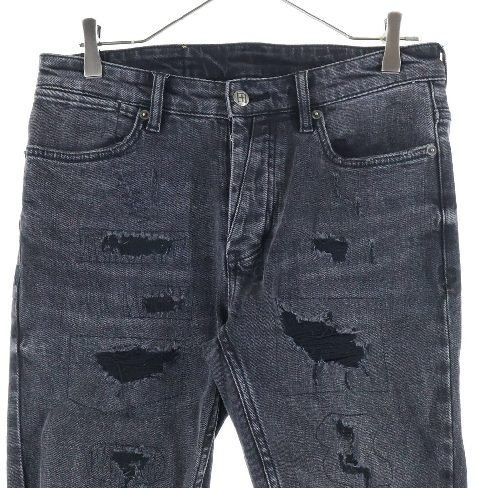 KSUBI(スビ) VAN WINKLE BLACK DYNAMITE TRASH ダメージ加工 ストレートデニムパンツ ジーンズ ブラック 5000005761-001