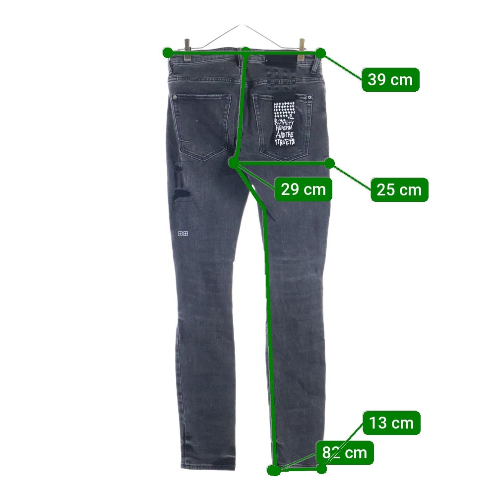 KSUBI(スビ) VAN WINKLE BLACK DYNAMITE TRASH ダメージ加工 ストレートデニムパンツ ジーンズ ブラック 5000005761-001