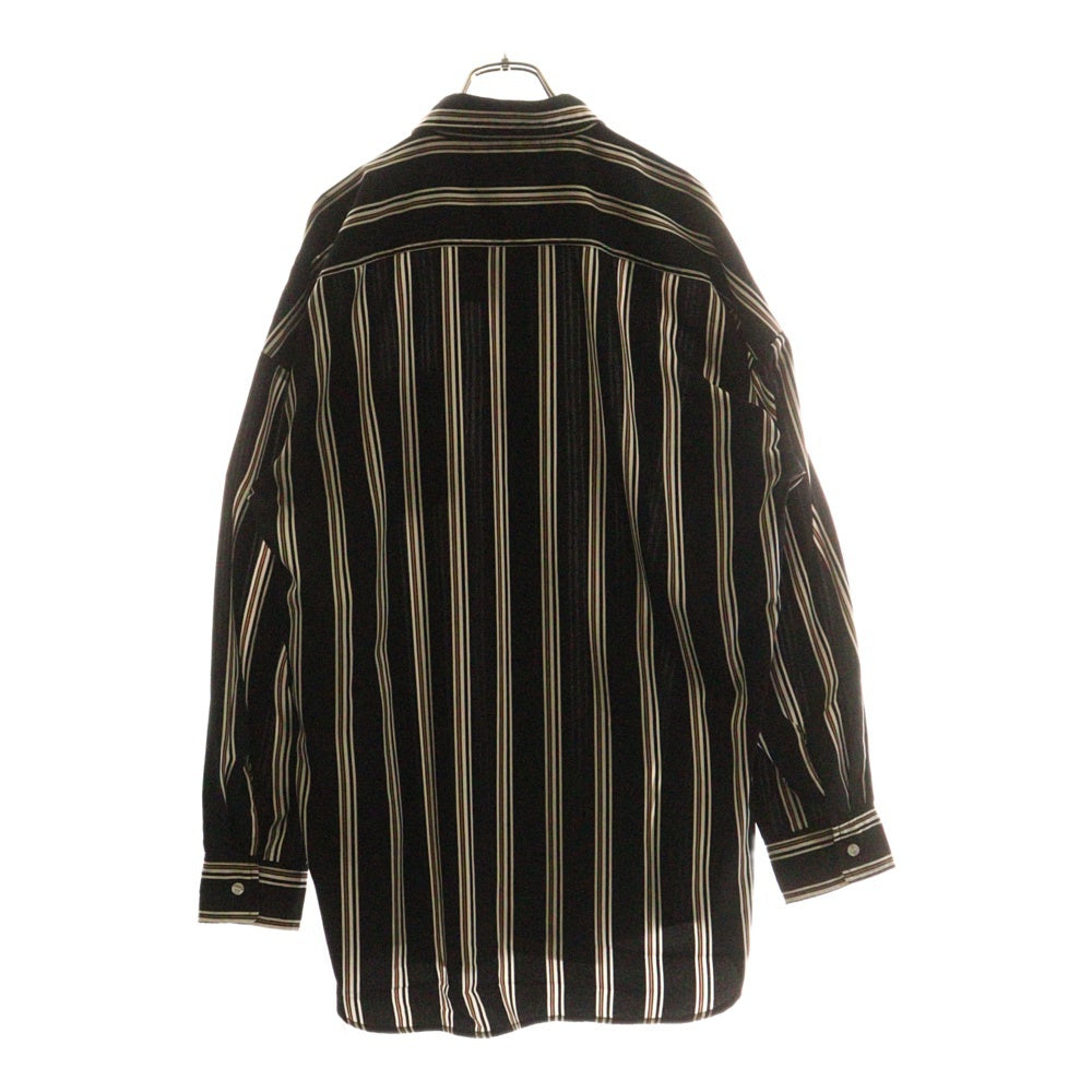 NO BRAND(ノーブランド) ストライプ長袖シャツ ブラック