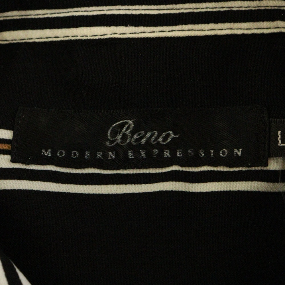 NO BRAND(ノーブランド) ストライプ長袖シャツ ブラック