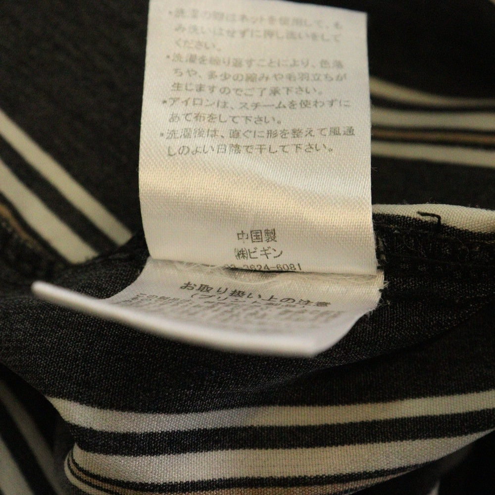 NO BRAND(ノーブランド) ストライプ長袖シャツ ブラック