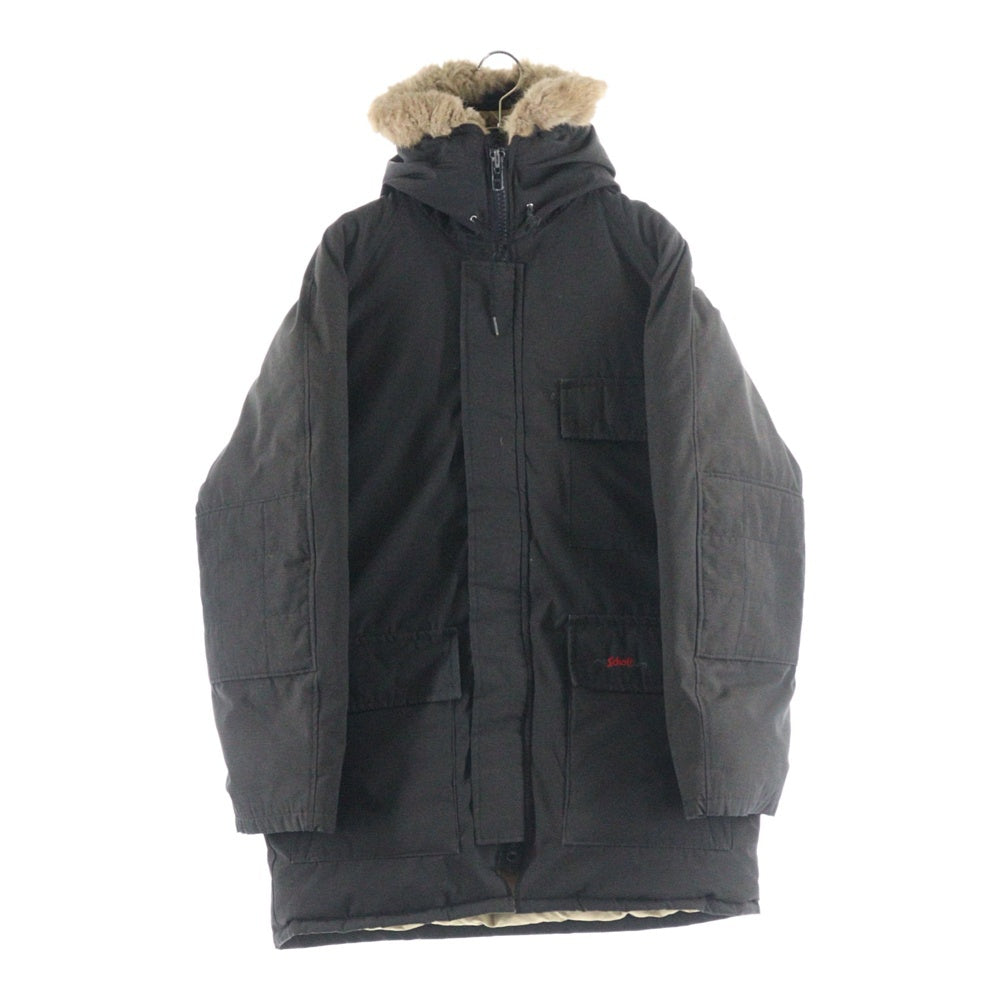 SCHOTT(ショット) Down Jacket ロゴ刺繍 ファー付きダウンジャケット ブラック