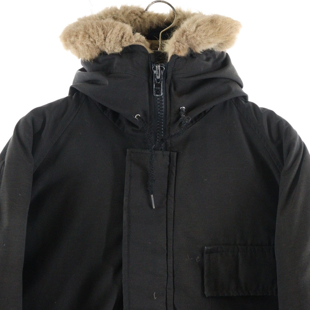 SCHOTT(ショット) Down Jacket ロゴ刺繍 ファー付きダウンジャケット ブラック