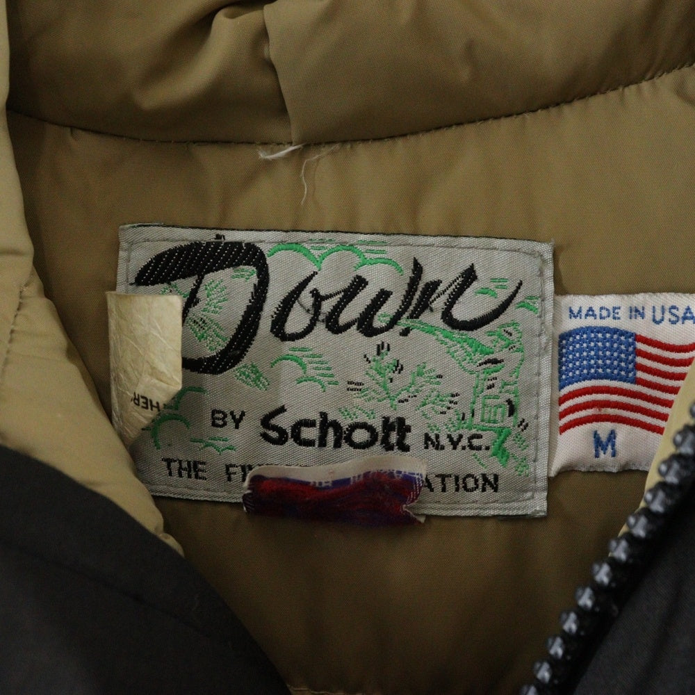 SCHOTT(ショット) Down Jacket ロゴ刺繍 ファー付きダウンジャケット ブラック