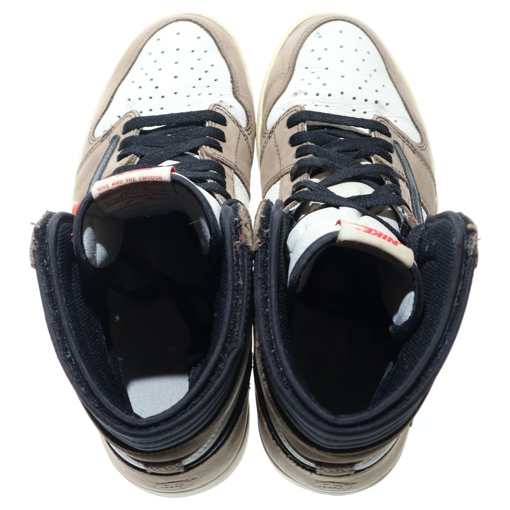 NIKE(ナイキ) ×TRAVIS SCOTT AIR JORDAN1 HIGH OG TS SP トラヴィススコット エアジョーダン1 ダークモカ ハイカットスニーカー ホワイト/ブラウン US11/29cm CD4487-100