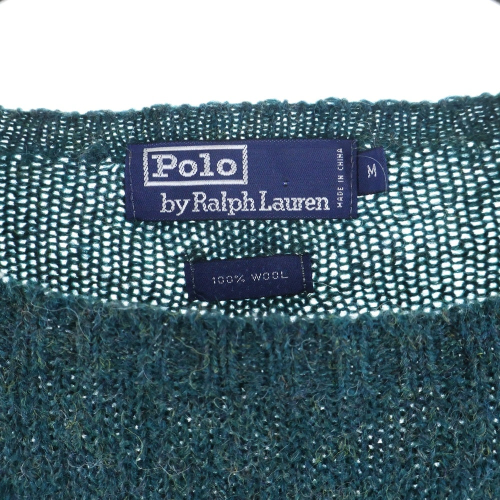 POLO RALPH LAUREN(ポロラルフローレン) Knit sweater ロゴ刺繍 クルーネック ウールニットセーター グリーン