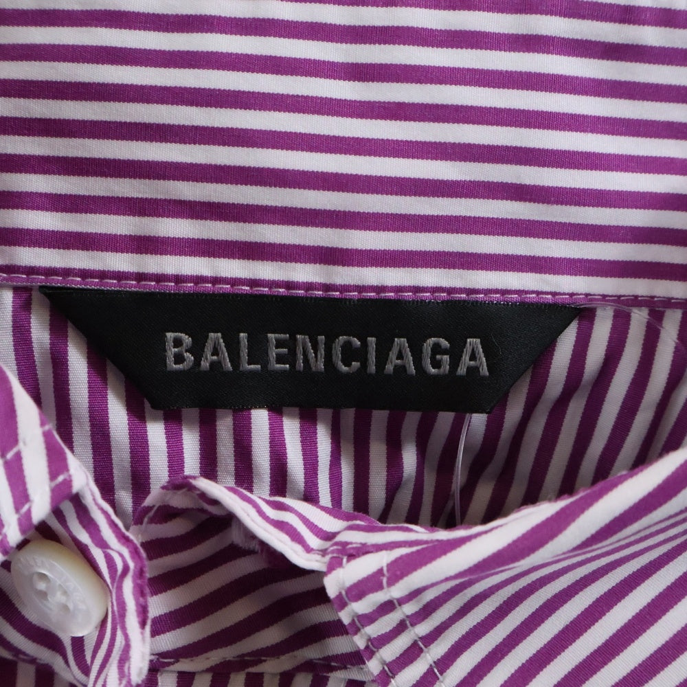 BALENCIAGA(バレンシアガ) Layered Shirt V-Neck Sweater シャツレイヤード Vネックニットセーター グレー レディース 852981 T1712