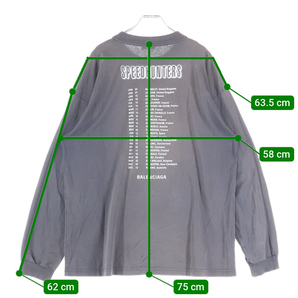 BALENCIAGA(バレンシアガ) 18AW Speedhunters Oversized Long Sleeve T-Shirt スピードハンターズ 長袖Tシャツ グレー 541880 TCV38