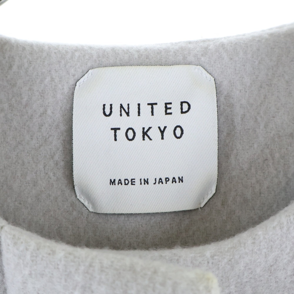 UNITED TOKYO(ユナイテッド トウキョウ) バックチェックフレアコート ノーカラーロングコート グレー レディース 142651003