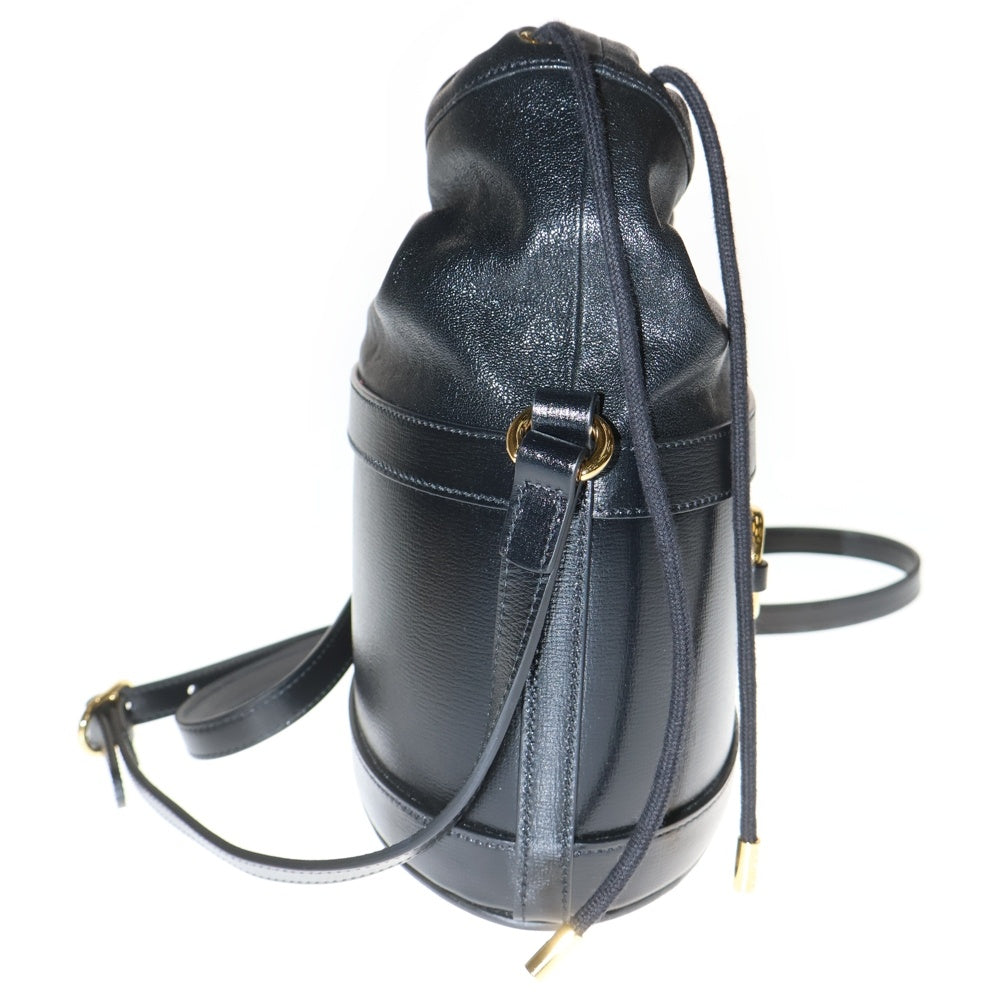 GUCCI(グッチ) Horsebit bucket Bag ホースビット レザーショルダーバッグ バケットバッグ ブラック 602118