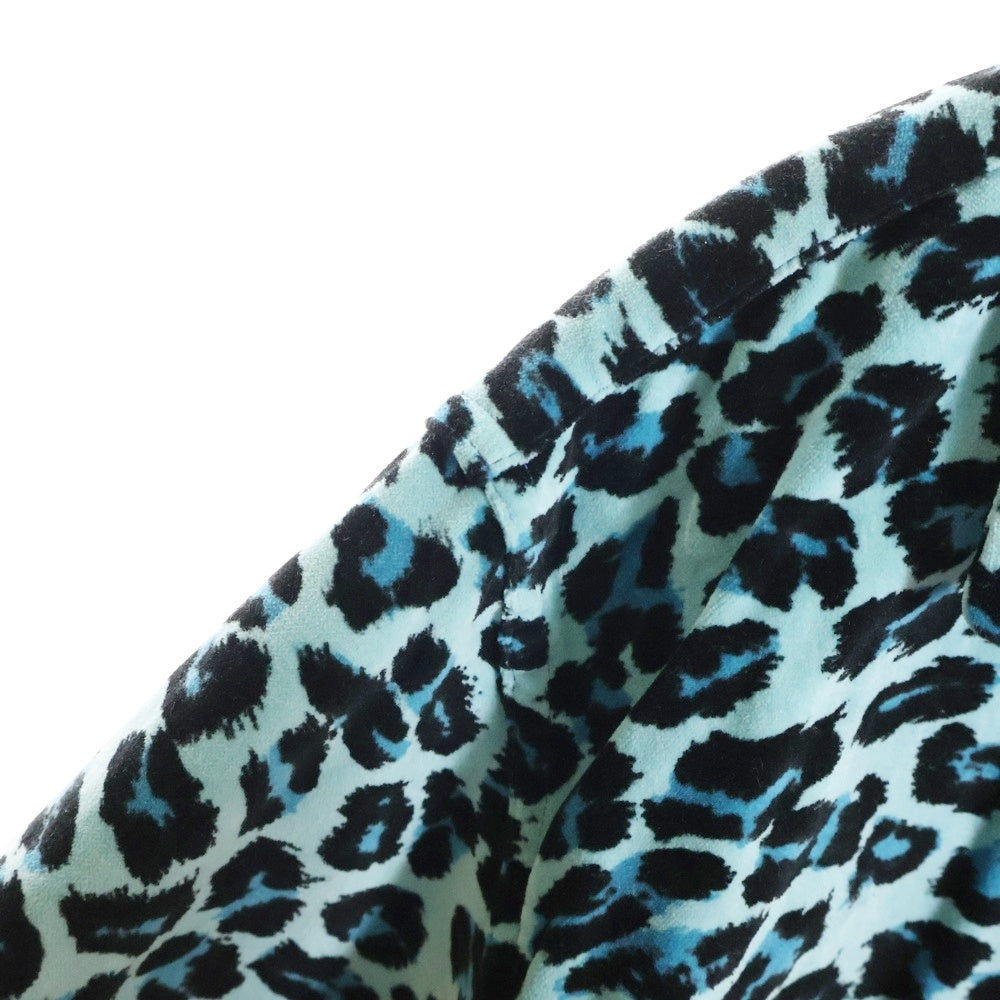 Style Eyes(スタイルアイズ) Mid 1950S Style Velveteen Sports Shirt レオパード ベロア長袖シャツ ブルー SE28973