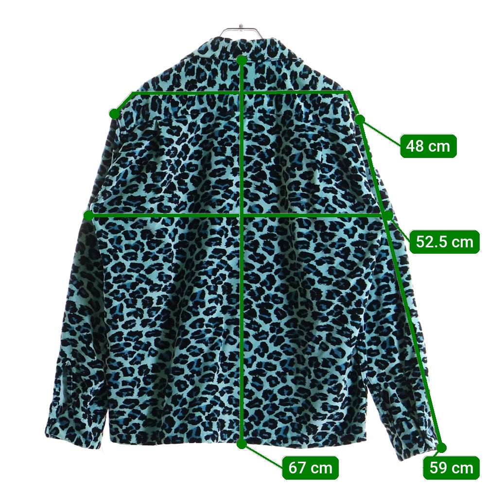 Style Eyes(スタイルアイズ) Mid 1950S Style Velveteen Sports Shirt レオパード ベロア長袖シャツ ブルー SE28973