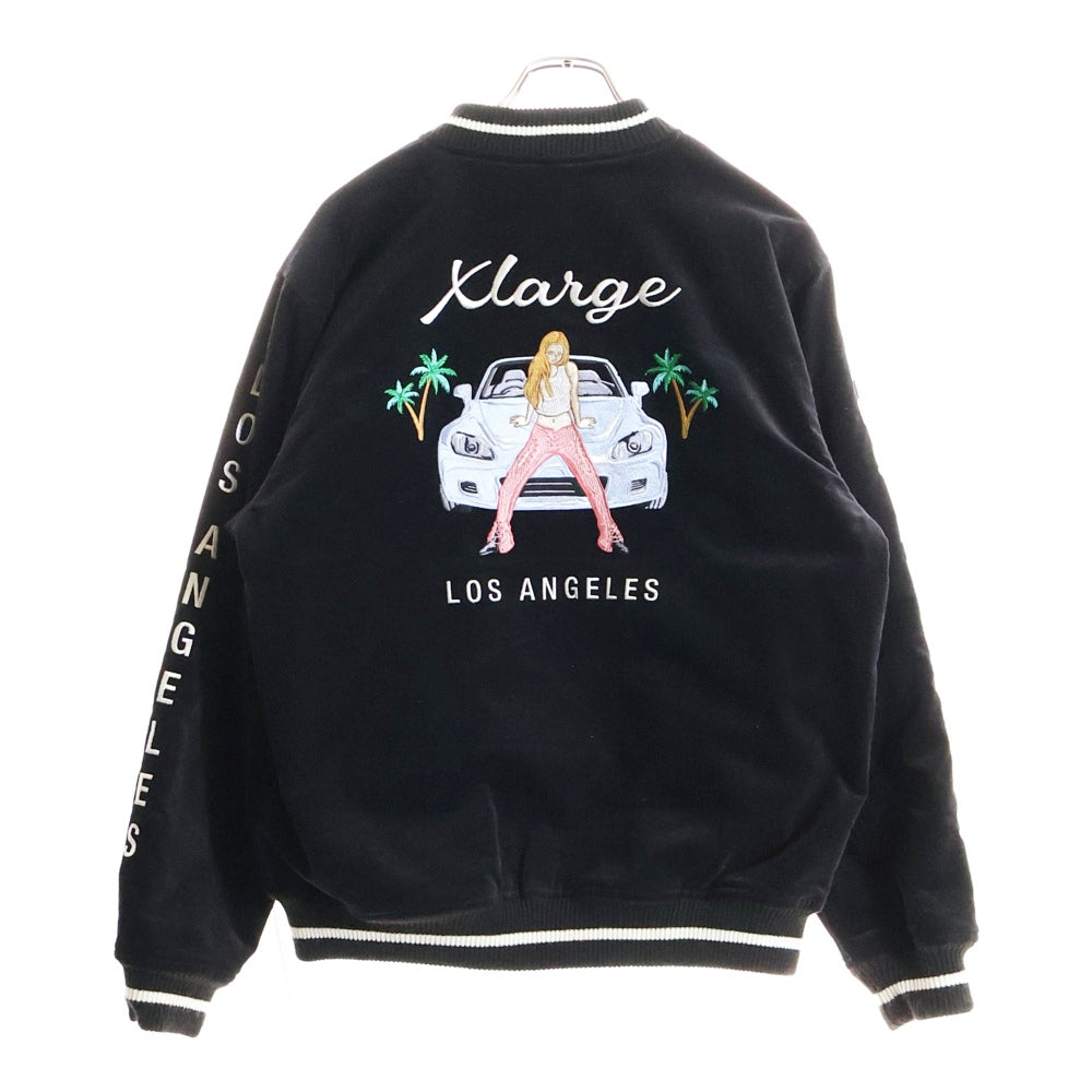 X-LARGE(エクストララージ) REVERSIBLE FLAG GAL SOUVENIR JACKET リバーシブル ベロアスーベニアジャケット スカジャン ブラック/グリーン 101221021005