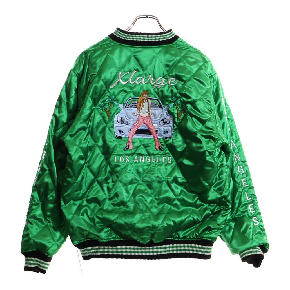 X-LARGE(エクストララージ) REVERSIBLE FLAG GAL SOUVENIR JACKET リバーシブル ベロアスーベニアジャケット スカジャン ブラック/グリーン 101221021005