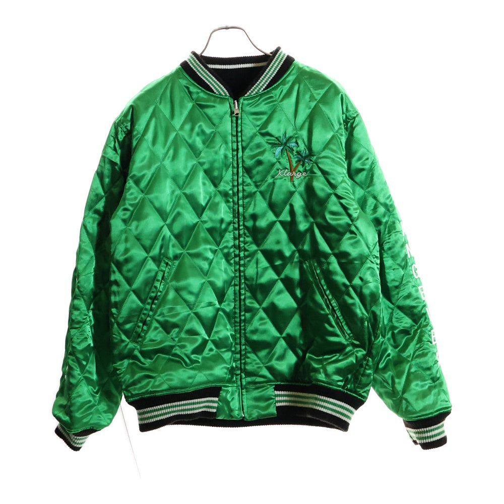 X-LARGE(エクストララージ) REVERSIBLE FLAG GAL SOUVENIR JACKET リバーシブル ベロアスーベニアジャケット スカジャン ブラック/グリーン 101221021005