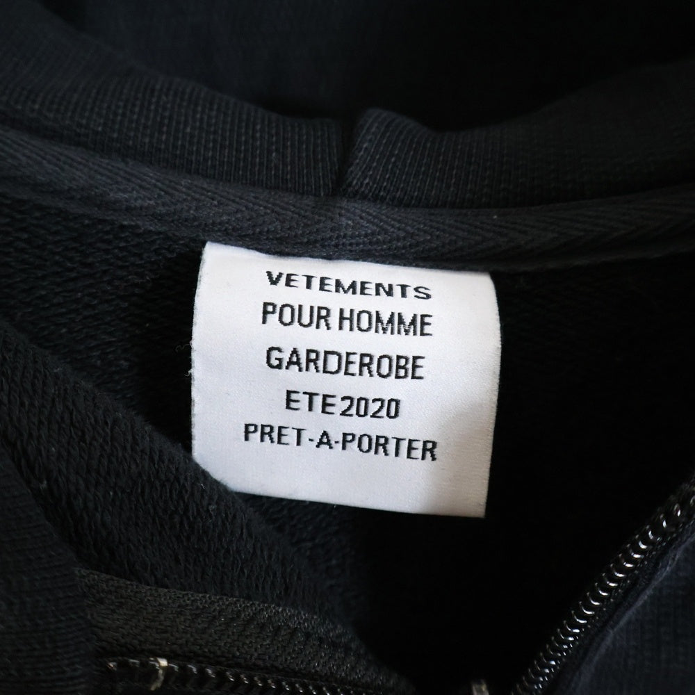 VETEMENTS(ヴェトモン) 20SS Police PatchedZzip Up Hoodie ポリスパッチ ジップアップスウェットパーカー フーディー ブラック SS20TR316
