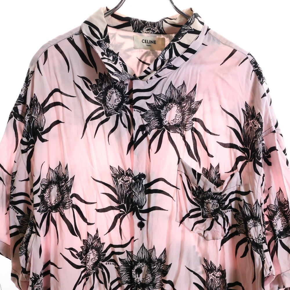 CELINE(セリーヌ) Loose Hawaiian Shirt 総柄ハワイアンシャツ 開襟半袖シャツ ピンク 2C672428M