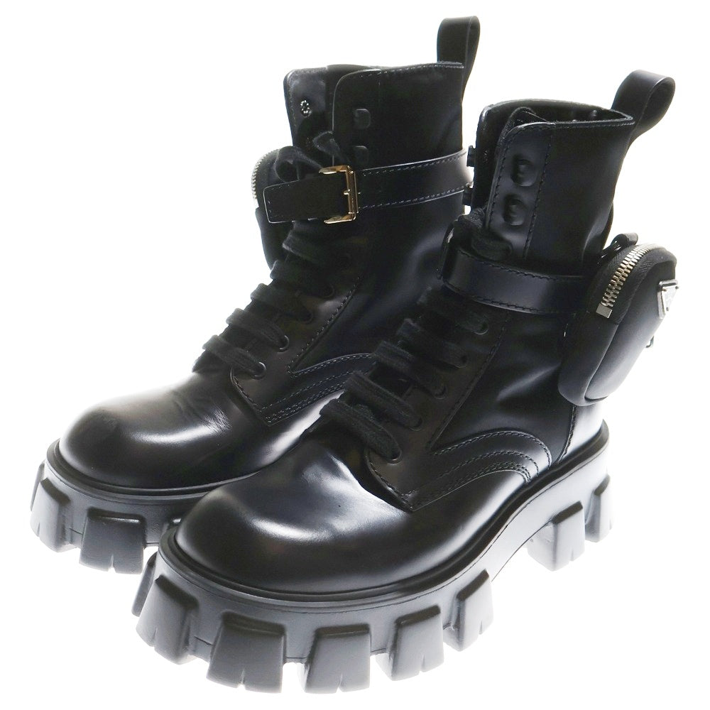 PRADA(プラダ) Monolith Combat Boots Re-Nylon モノリス リナイロン トライアングルロゴ ハイカットブーツ ブラック