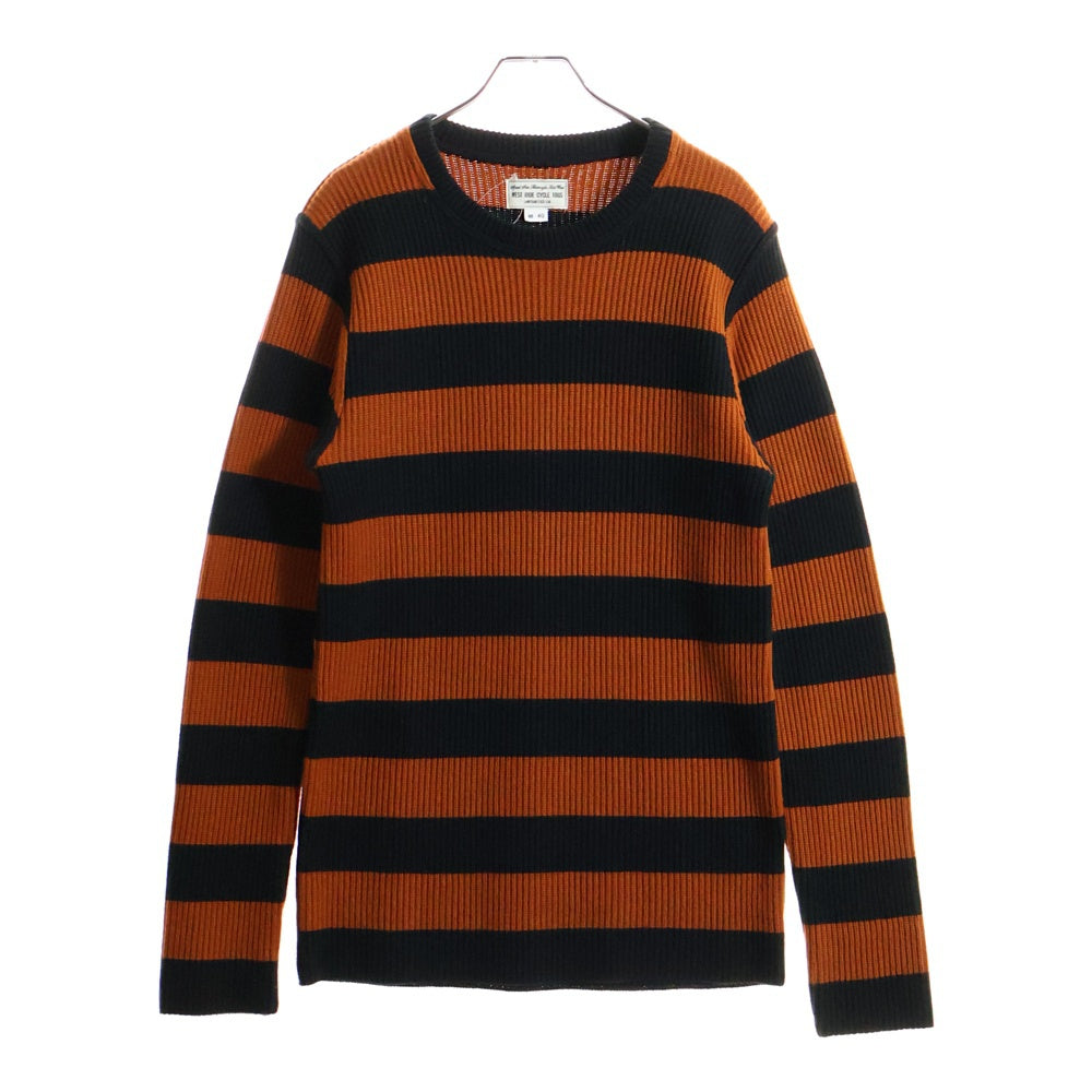 WESTRIDE(ウエストライド) CLASSIC RIB BORDER SWEATER クラシックリブ クルーネック ボーダーニットセーター オレンジ/ブラック