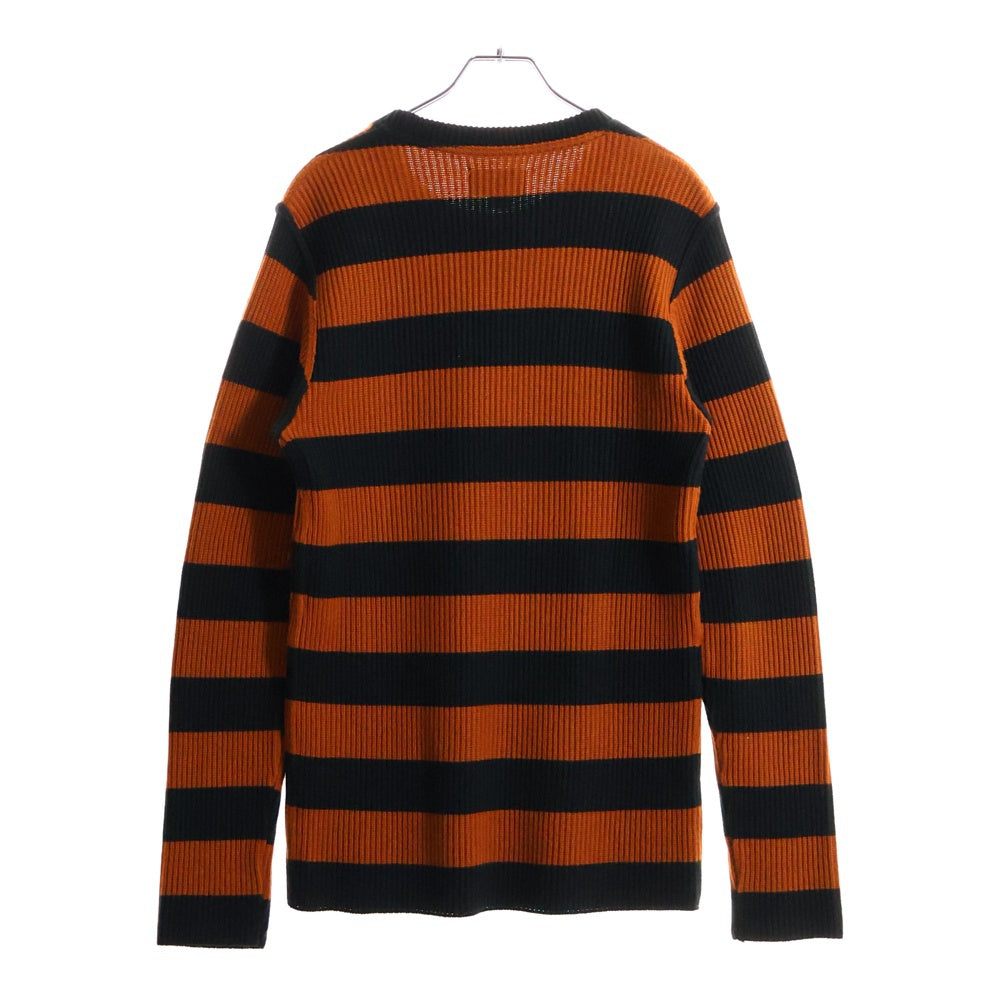 WESTRIDE(ウエストライド) CLASSIC RIB BORDER SWEATER クラシックリブ クルーネック ボーダーニットセーター オレンジ/ブラック