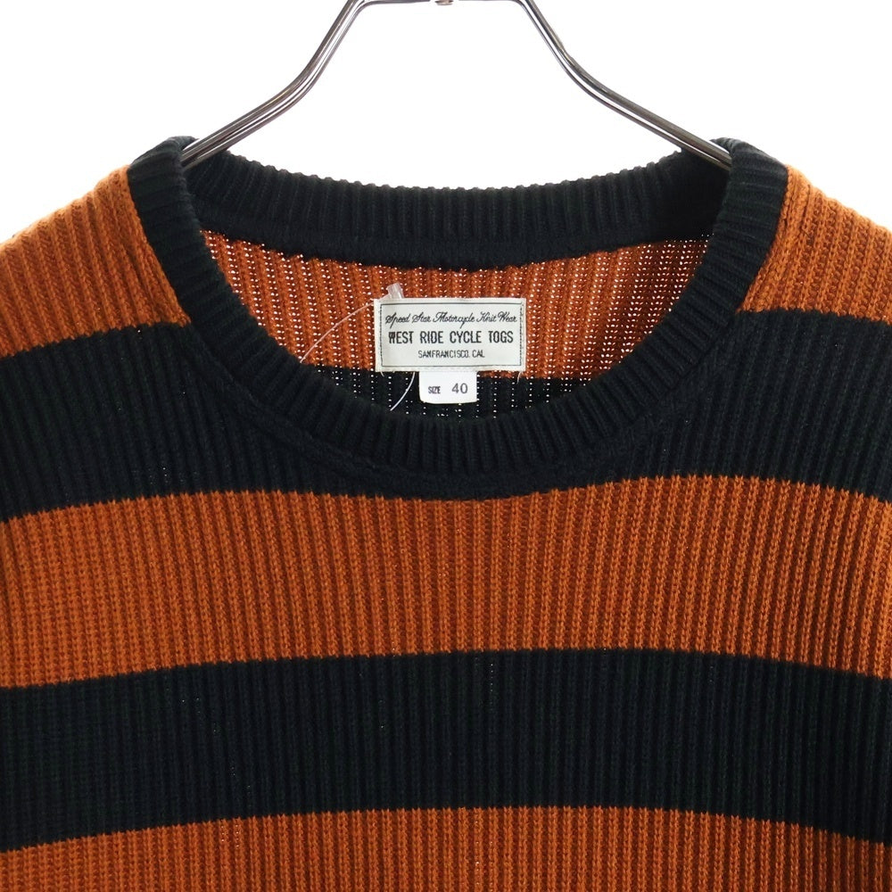 WESTRIDE(ウエストライド) CLASSIC RIB BORDER SWEATER クラシックリブ クルーネック ボーダーニットセーター オレンジ/ブラック