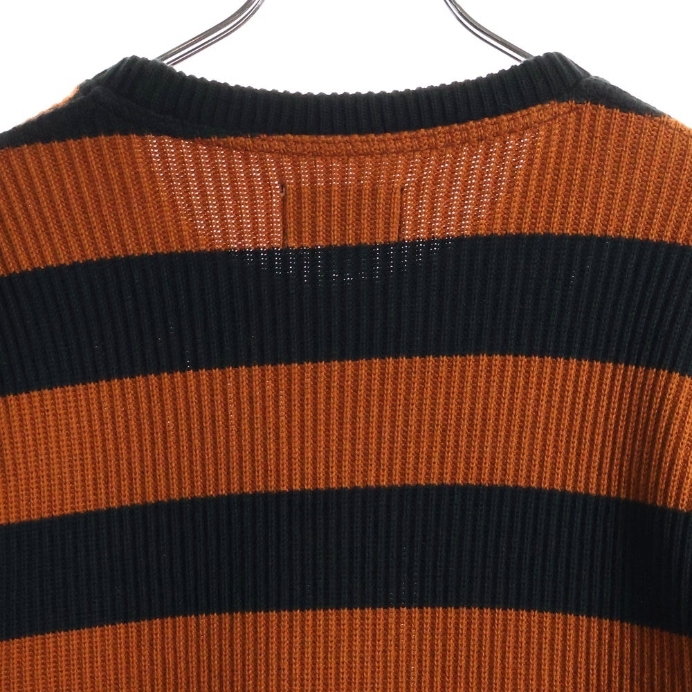 WESTRIDE(ウエストライド) CLASSIC RIB BORDER SWEATER クラシックリブ クルーネック ボーダーニットセーター オレンジ/ブラック