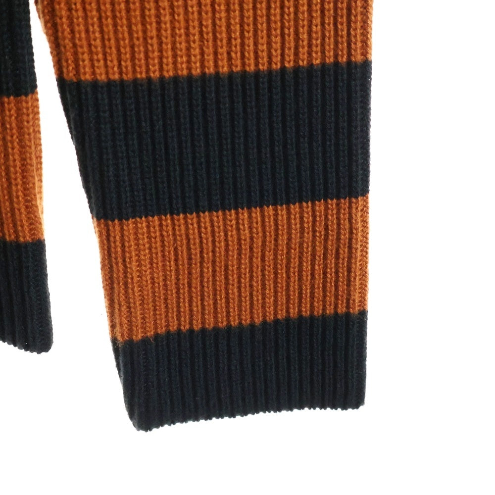 WESTRIDE(ウエストライド) CLASSIC RIB BORDER SWEATER クラシックリブ クルーネック ボーダーニットセーター オレンジ/ブラック