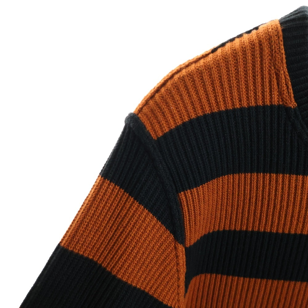 WESTRIDE(ウエストライド) CLASSIC RIB BORDER SWEATER クラシックリブ クルーネック ボーダーニットセーター オレンジ/ブラック