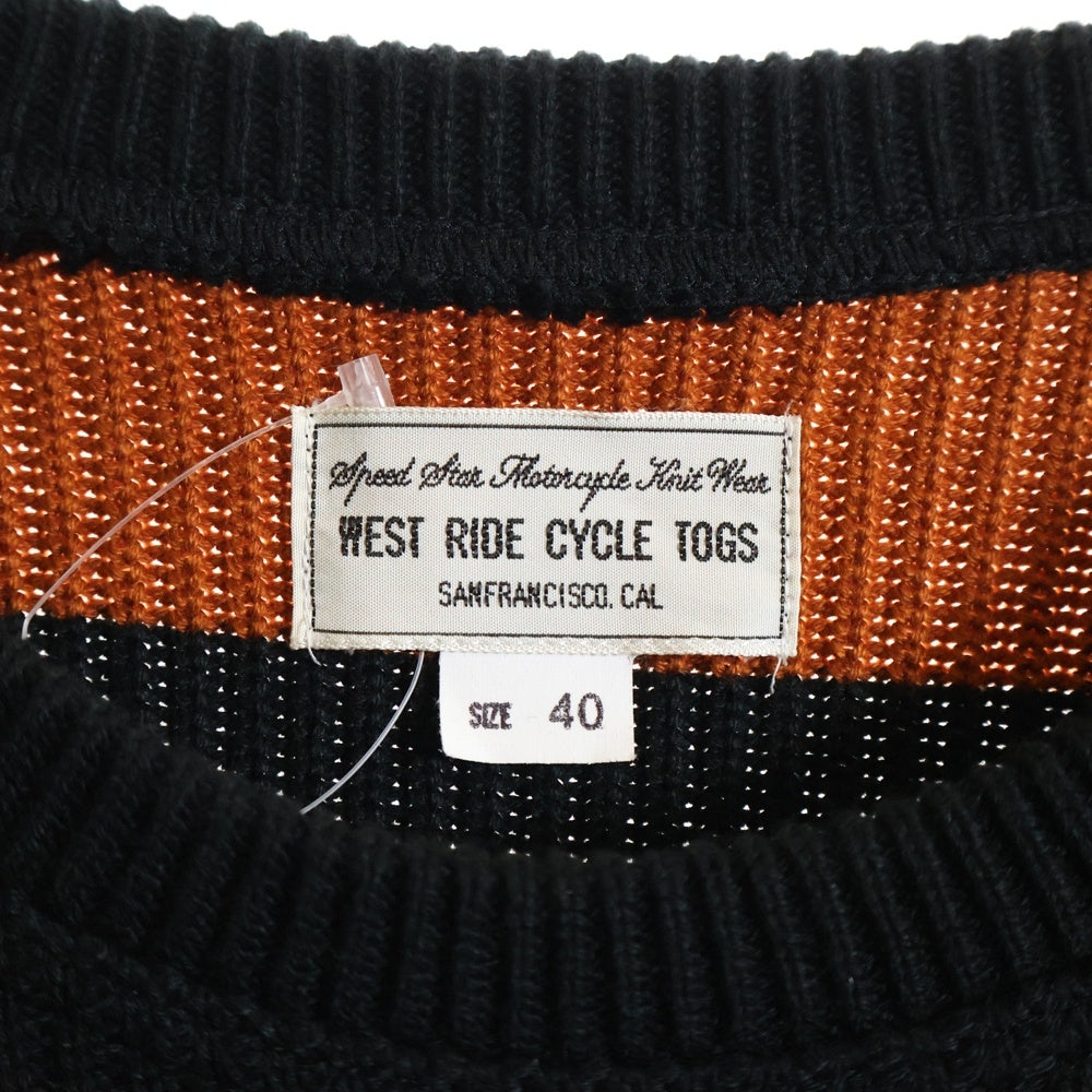 WESTRIDE(ウエストライド) CLASSIC RIB BORDER SWEATER クラシックリブ クルーネック ボーダーニットセーター オレンジ/ブラック