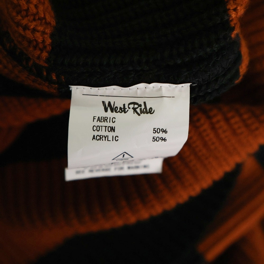 WESTRIDE(ウエストライド) CLASSIC RIB BORDER SWEATER クラシックリブ クルーネック ボーダーニットセーター オレンジ/ブラック