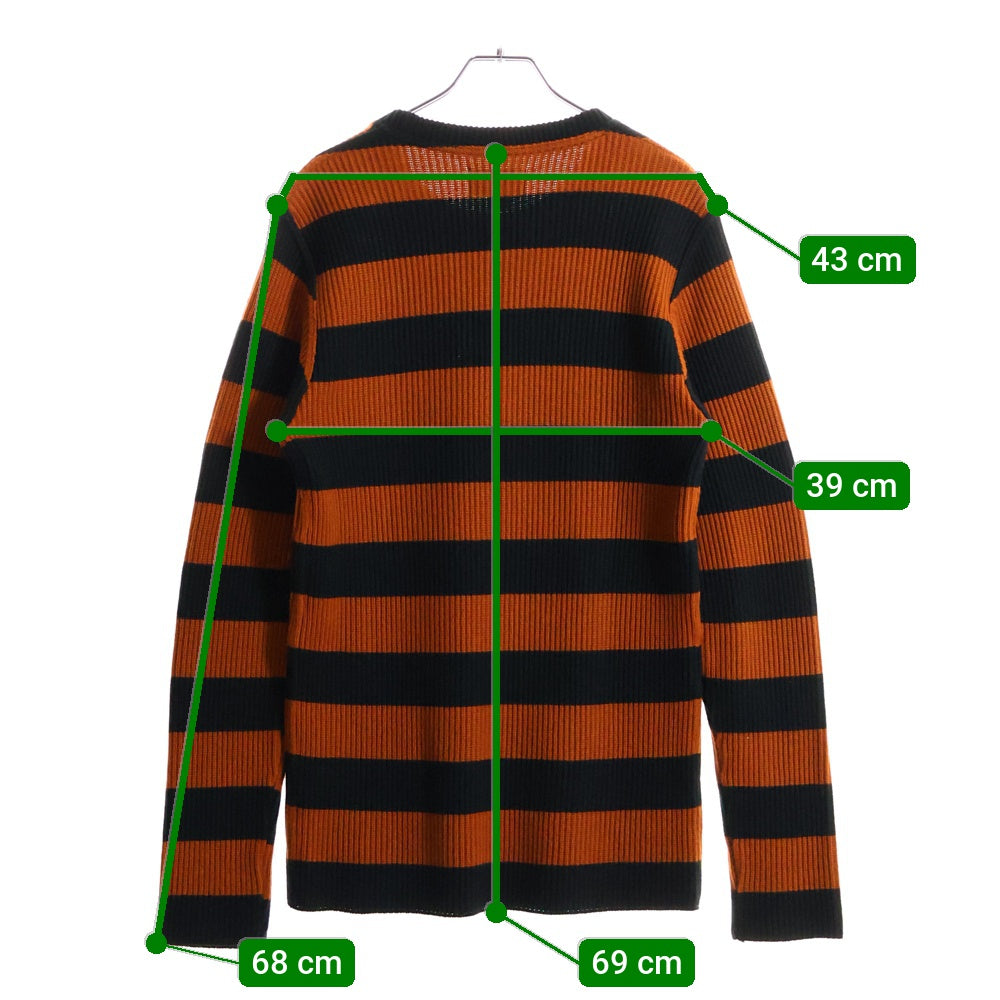 WESTRIDE(ウエストライド) CLASSIC RIB BORDER SWEATER クラシックリブ クルーネック ボーダーニットセーター オレンジ/ブラック