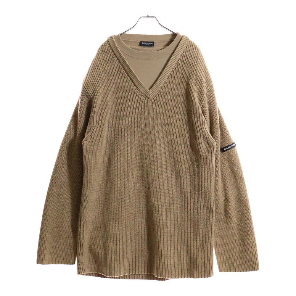 BALENCIAGA(バレンシアガ) 21AW Layered Sweater Tシャツレイヤード ニットセーター ベージュ 678555 T3218
