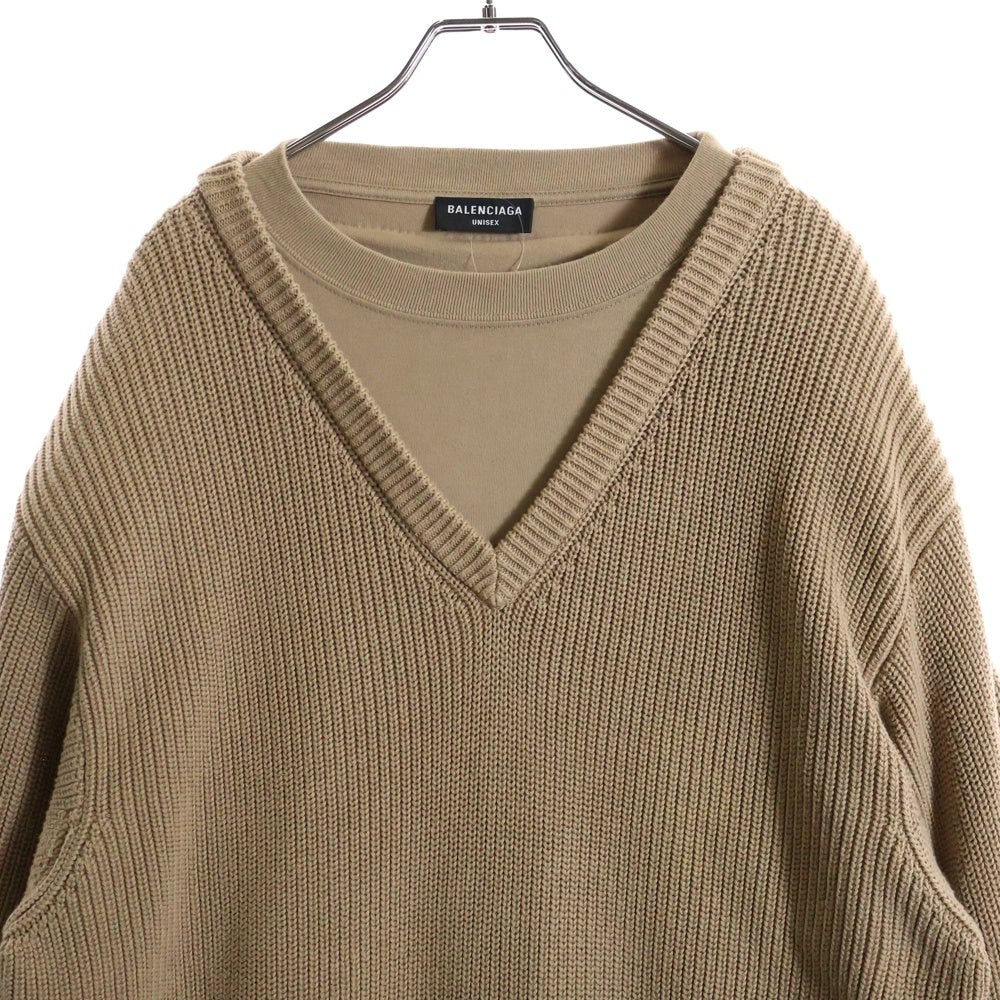 BALENCIAGA(バレンシアガ) 21AW Layered Sweater Tシャツレイヤード ニットセーター ベージュ 678555 T3218