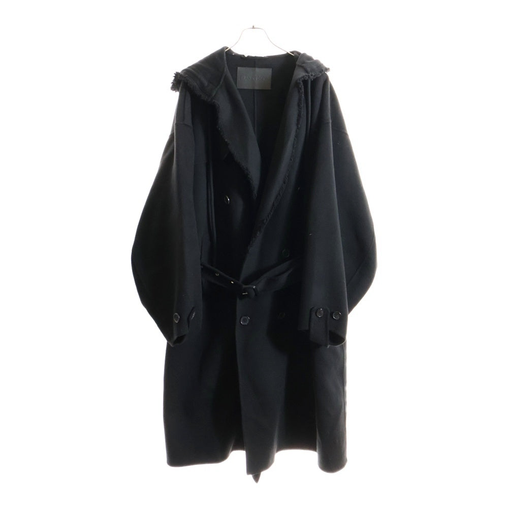 J.W.ANDERSON(ジェー ダブリュー アンダーソン) カットオフ ダブルブレスト フーデッドロングコート ブラック CO0264PG1332999