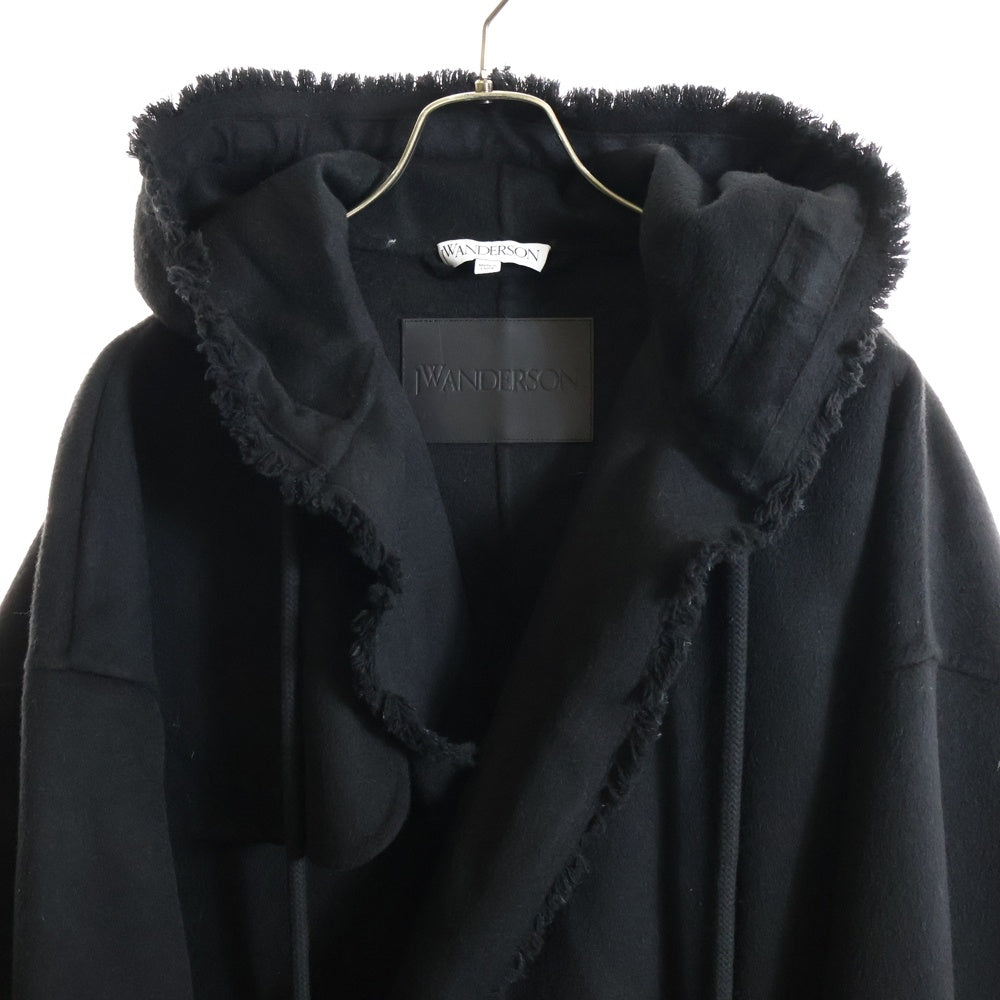 J.W.ANDERSON(ジェー ダブリュー アンダーソン) カットオフ ダブルブレスト フーデッドロングコート ブラック CO0264PG1332999