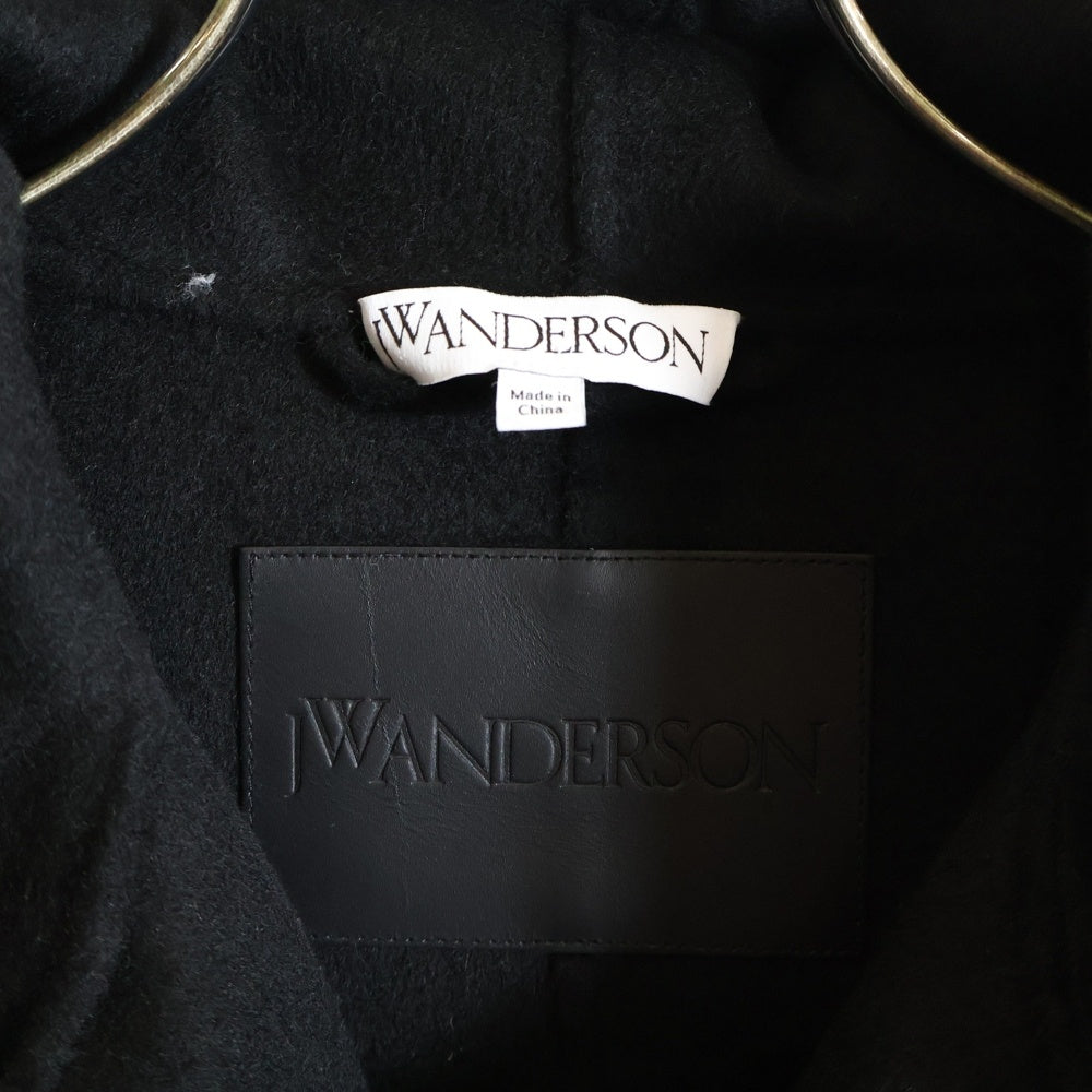 J.W.ANDERSON(ジェー ダブリュー アンダーソン) カットオフ ダブルブレスト フーデッドロングコート ブラック CO0264PG1332999