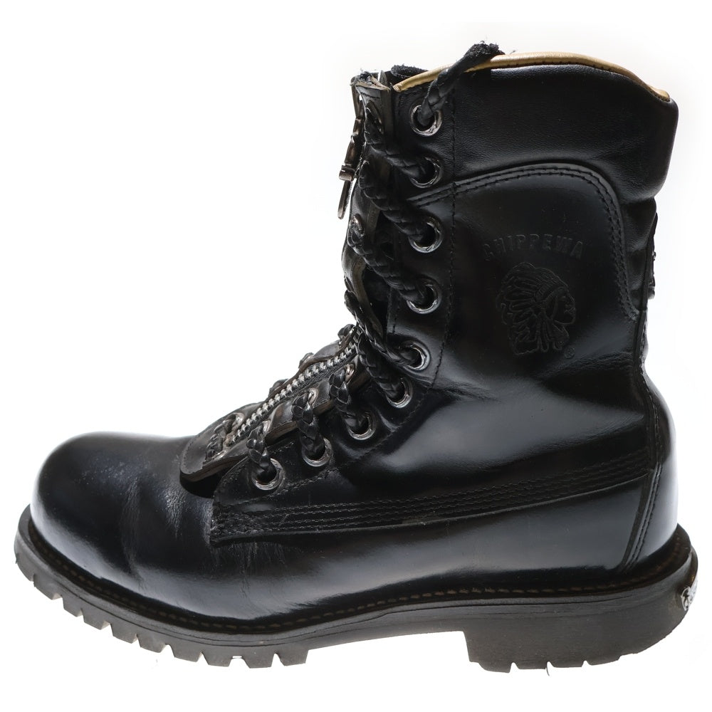 CHROME HEARTS(クロムハーツ) ×Chippewa FIREMAN CENTER ZIP チペワ ファイヤーマン センターダガージップレースアップレザーブーツ ブラック
