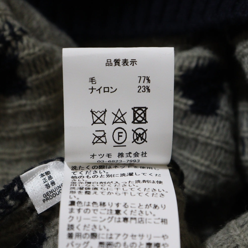 HUMAN MADE(ヒューマンメイド) Heart Knit Sweater ハート総柄 クルーネックウールニットセーター ネイビー