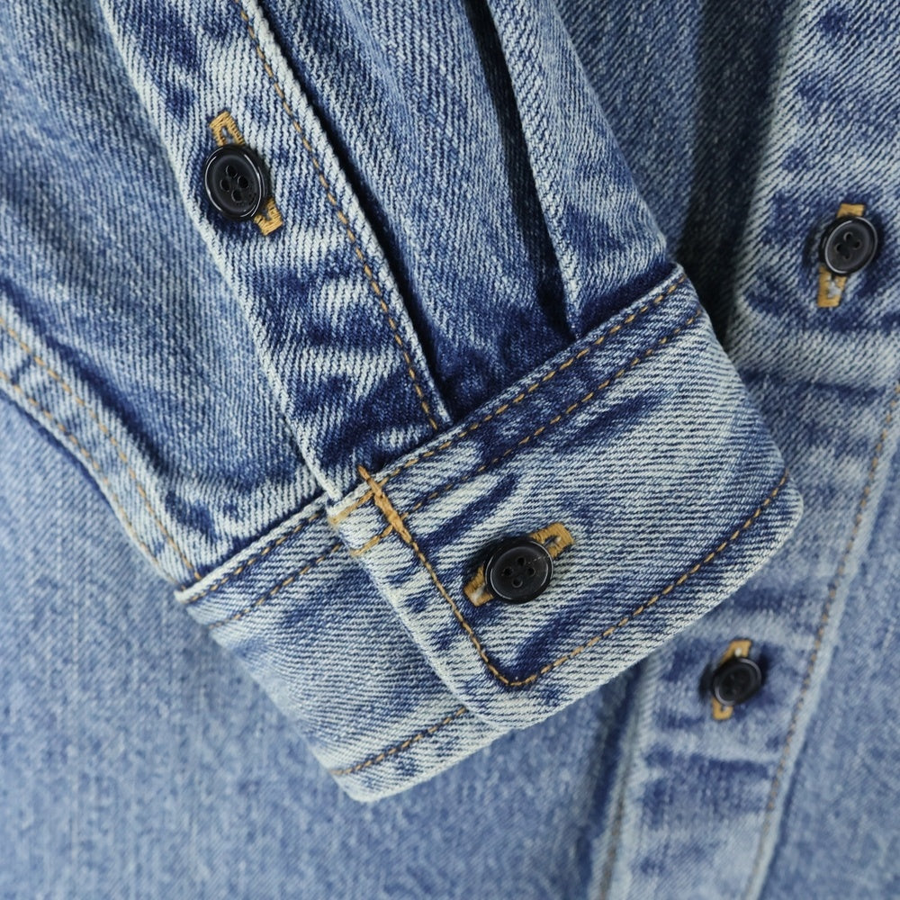 SAINT LAURENT PARIS(サンローランパリ) Cassandre Denim Shirt ロゴ刺繍 デニムシャツ デニムジャケット インディゴ 753029 Y07JA